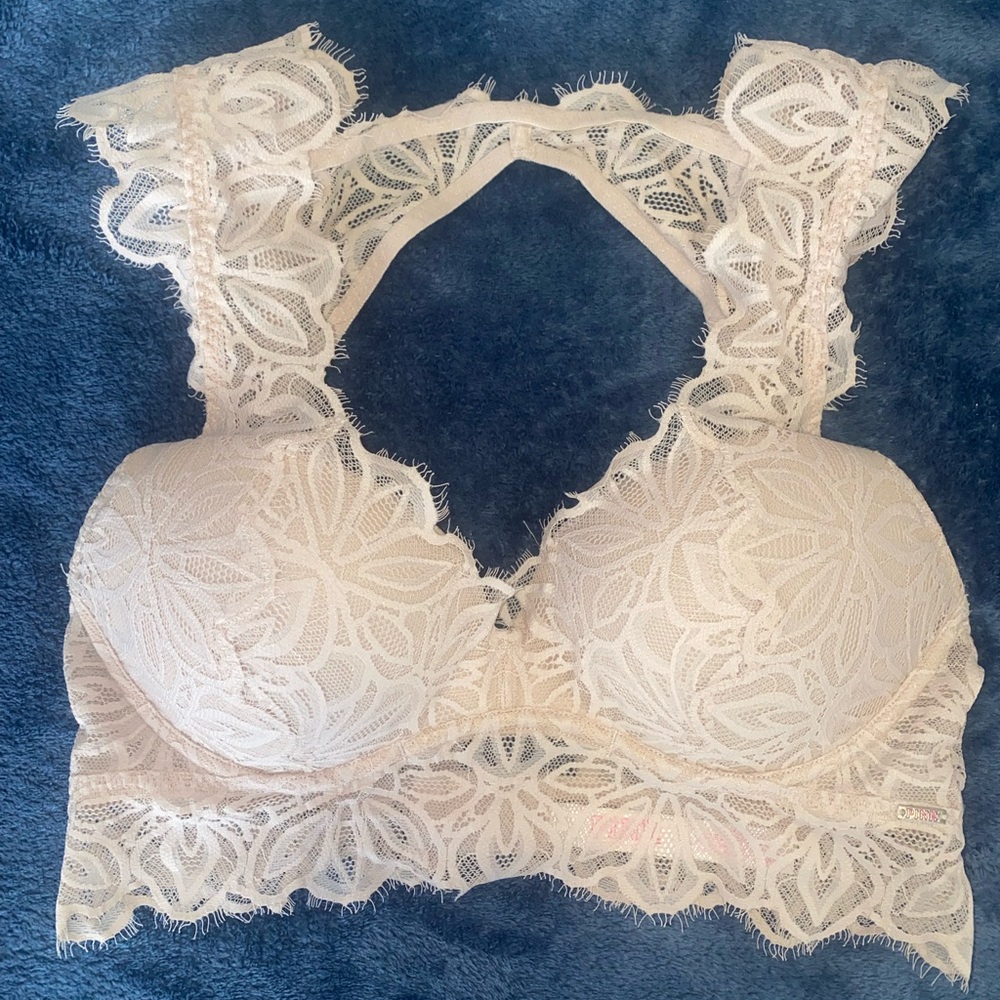PINK by Victoria’s Secret Elegant Lace Bralette in light pink